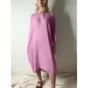 RACHEL CRAVEN Georgia Pink Dolman Sleeve Gauze Pop Over Caftan Dress One Size